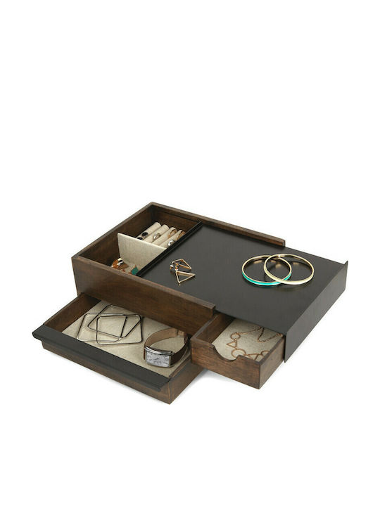 Umbra Stowit Wooden Jewellery Box with Drawer Brown 26x22.2x12.1cm
