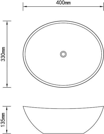 vidaXL Επικαθήμενος Νιπτήρας Κεραμικός 40x33x13.5cm Καφέ