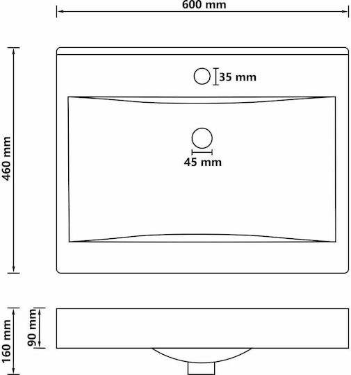 vidaXL Επικαθήμενος Νιπτήρας Κεραμικός 60x46x16cm Καφέ