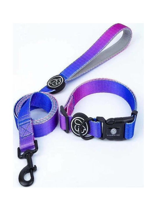 Everking Neon Dog Collar In Purple Colour Medium 20mm x 33 - 53cm