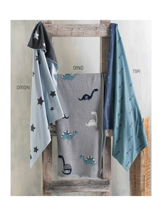Rythmos Blanket Nursery Swaddling Blankets Dino Jacquard Cotton Gray 80x100cm
