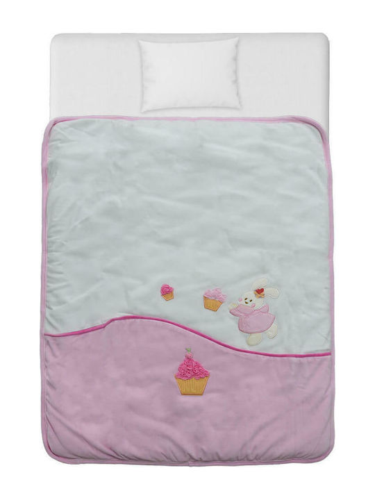 Bebe Stars Κουβέρτα Αγκαλιάς & Λίκνου Cupcake Βελουτέ Ροζ 90x110εκ.