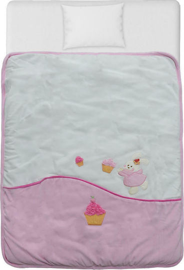 Bebe Stars Κουβέρτα Αγκαλιάς & Λίκνου Cupcake Βελουτέ Ροζ 90x110εκ.