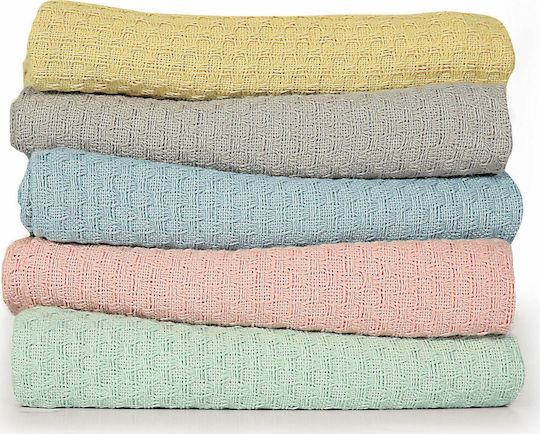 Nef-Nef Homeware Blanket Cot Smooth Cotton Blue 150x110cm