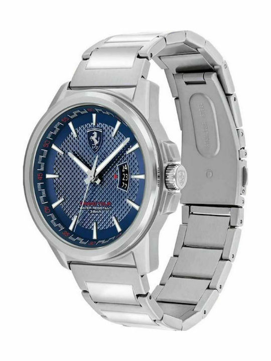 Ferrari Grand Tour Ceas Barbati 44mm Cronograf Baterie cu Brățară Din Metal Argintie