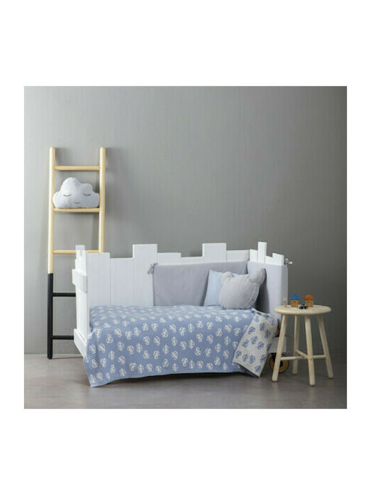 Nima Blanket Cot Mobile Knitted Blue 110x140cm
