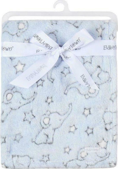 Babytown Pătură Pepinieră Swaddling pături Elephant Catifea Albastră Sky 75x90cm