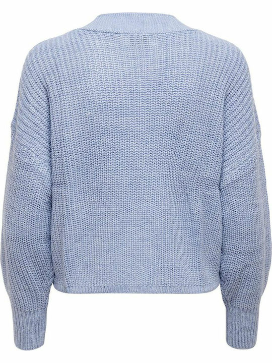 Carol Nice Short Women's Knitted Cardigan with Buttons Blue Heron
