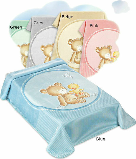 Belpla Blanket Spanish Nursery Swaddling Blankets Dralon 549 Velvet Gray with Animal 110x140cm