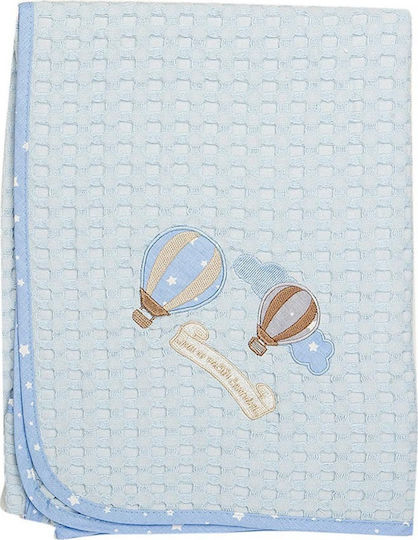 Dimcol Blanket Cot Hot Air Balloon 02 Waffle Light Blue 100x160cm