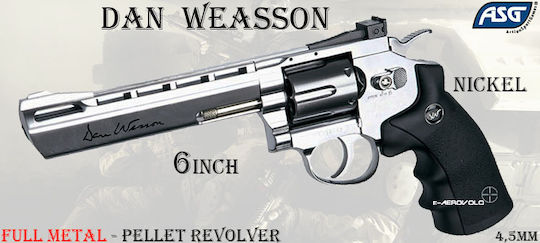 Asg Αεροβόλο Πιστόλι CO2 Dan Wesson 6'' Revolver Silver Pellet Airgun Μεταλλικό 4.5mm