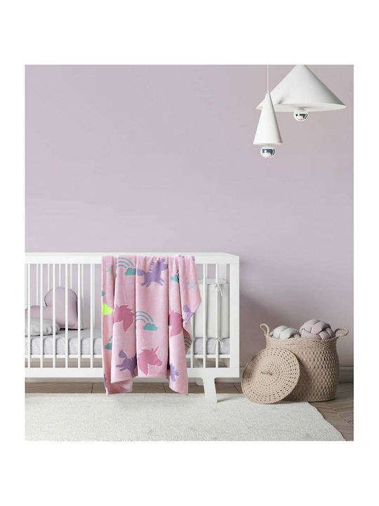 Kocoon Κουβέρτα Αγκαλιάς & Λίκνου Shiny Unicorn Fleece Ροζ 80x110εκ.
