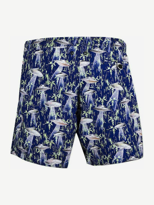 John Frank Men's Swimwear Shorts Blue with Patterns