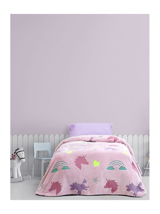 Kocoon Pătură Pătuț Shiny Unicorn Fleece Roz 110x140cm