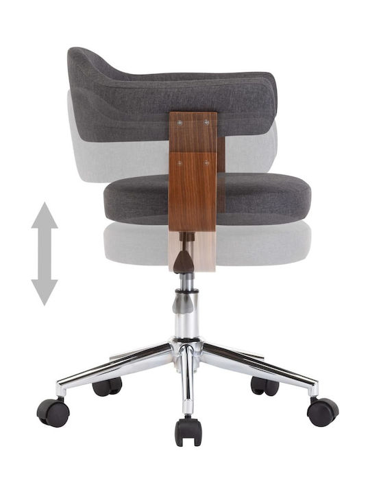 Swivel Visitor Armchair with Wheels Γκρι 49.5x51.5x94cm 4pcs