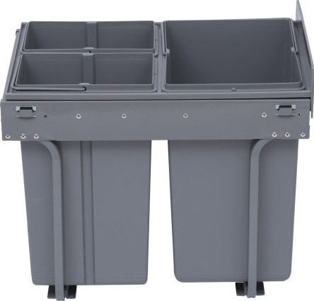 HomCom Πλαστικός Κάδος Ανακύκλωσης 3x15lt Γκρι