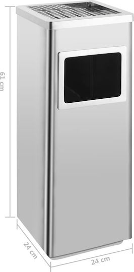 vidaXL Μεταλλικός Κάδος Απορριμμάτων 36lt Inox