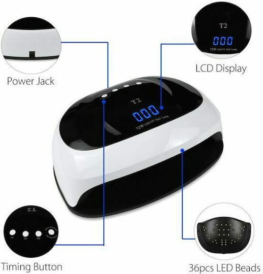 Factory T2 Φουρνάκι Νυχιών UV / LED 72W Λευκό