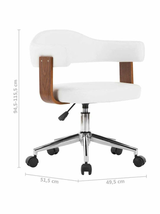 Swivel Visitor Armchair with Wheels Λευκό 49.5x51.5x94cm 2pcs