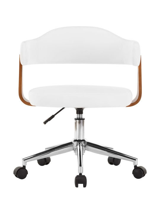 Rotativă Fotoliu Vizitator cu Brațe & Roți Alb 49.5x51.5x94cm 4buc