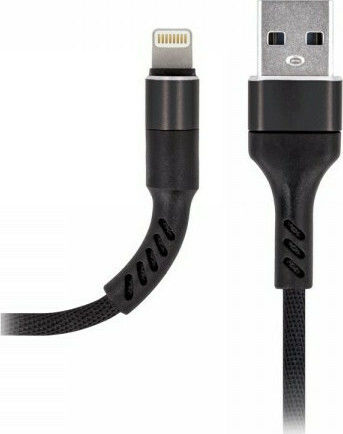 Maxlife MXUC-01 Braided USB-A la Cablu Lightning Negru 1m (MXUC-01LB)