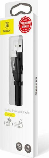 Baseus Nimble Flat USB to Lightning Cable Μαύρο 0.23m (CALMBJ-B01)