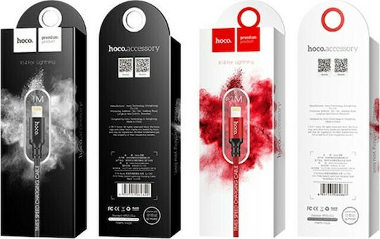 Hoco Braided USB to Lightning Cable Μαύρο 1m (X14)