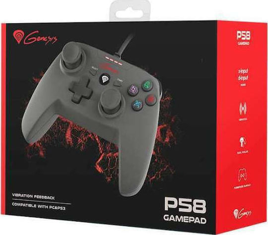 Genesis P58 Ενσύρματο Gamepad για PC / PS3 Μαύρο