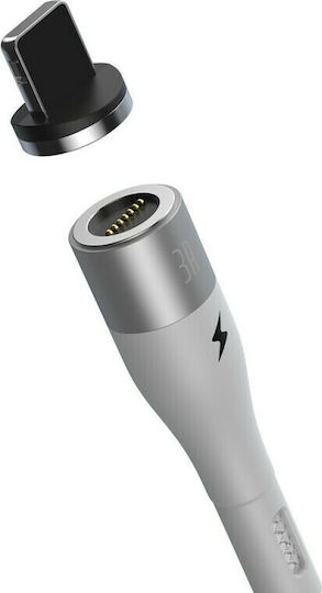 Baseus Zinc Плетена / Магнитно отделяемо USB-A към Lightning кабел Бял 1м (CALXC-K02)