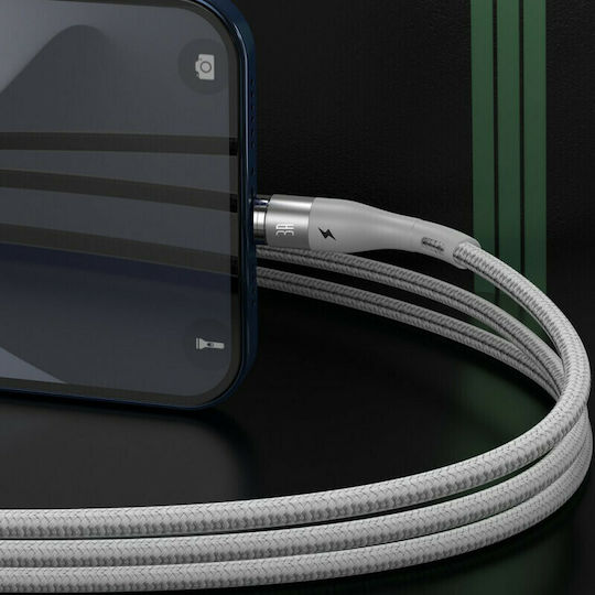 Baseus Zinc Плетена / Магнитно отделяемо USB-A към Lightning кабел Бял 1м (CALXC-K02)