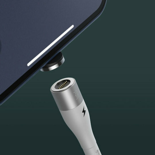 Baseus Zinc Плетена / Магнитно отделяемо USB-A към Lightning кабел Бял 1м (CALXC-K02)