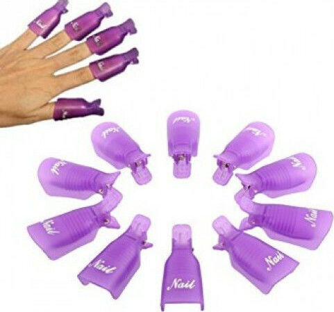 UpLac Set of 10 Clips for Removal of Nail Polish & Artificial Nails Purple Clothespin 52859