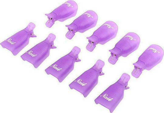 UpLac Set of 10 Clips for Removal of Nail Polish & Artificial Nails Purple Clothespin 52859