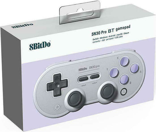 8Bitdo SN30 Pro Ασύρματο Gamepad για Android / PC / Switch Γκρι