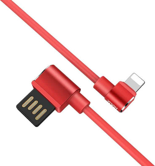 Hoco Angle (90°) USB to Lightning Cable Κόκκινο 1.2m (U37 Long Roam)