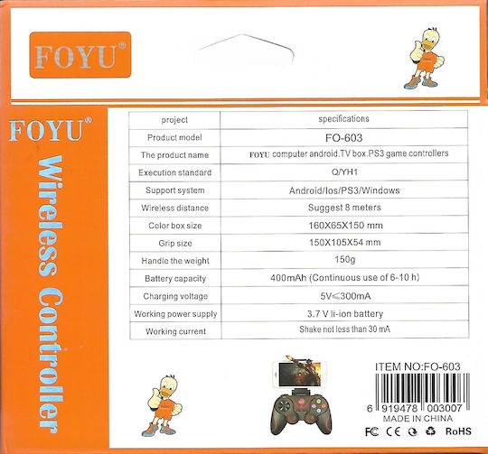 Foyu Foyu F0-603 Ασύρματο Gamepad για Android Μαύρο