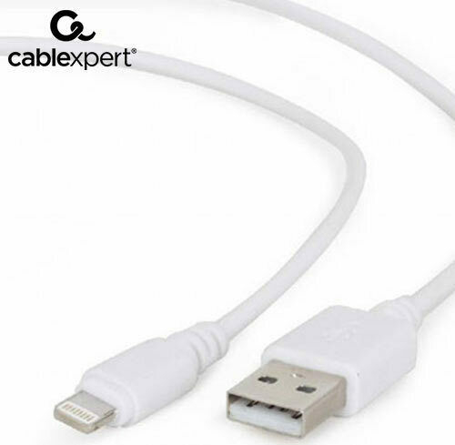 Gembird Regular USB to Lightning Cable Λευκό 2m (CC-USB2-AMLM-2M-W)
