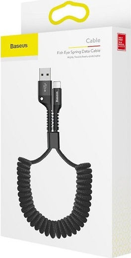 Baseus Fish Eye Braided / Spiral USB to Lightning Cable Μαύρο 1m (CALSR-01)