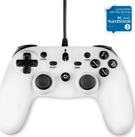 Spartan Gear Oplon Wired Gamepad for PC / PS3 White