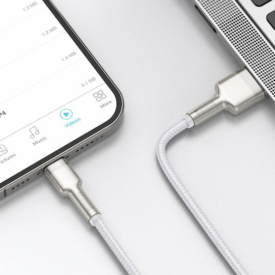 Baseus Cafule Series Плетена USB-A към Lightning кабел Бял 1м (CALJK-A02)