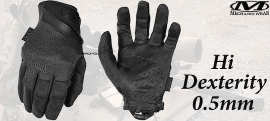Mechanix Wear Hi-Dexterity Military Gloves 0.5mm Covert In Black Colour