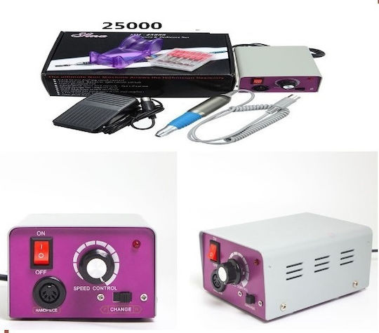 Lina MM-25000 Nail Drill Power 15W Fuchsia with Pedal with 30000 Rotations per Minute