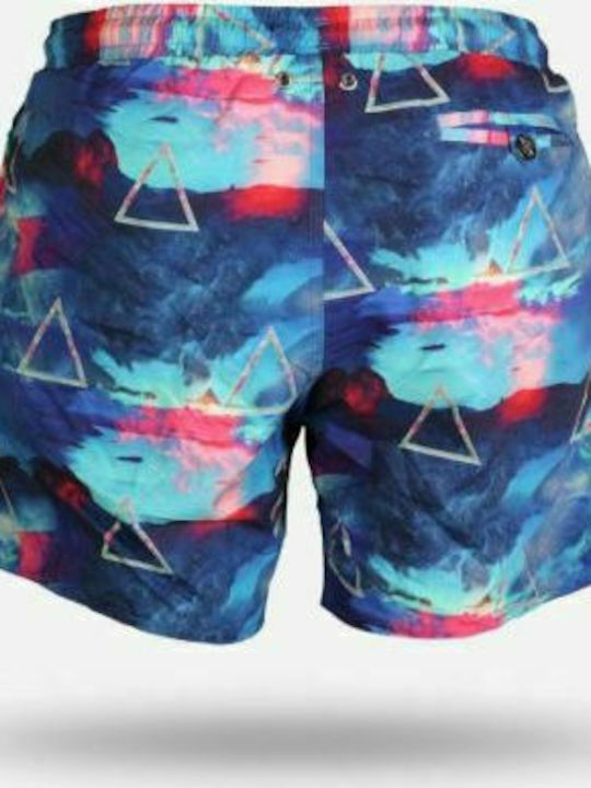 John Frank Skyangle Men's Swimwear Shorts Blue with Patterns