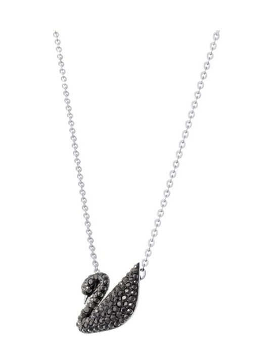 Swarovski Iconic Swan Κολιέ Μαύρο