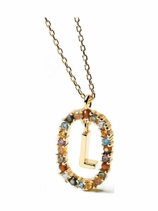 P D Paola Letter Collection "L" Monogram "L" from Gold Plated Silver with Pearls & Zircon