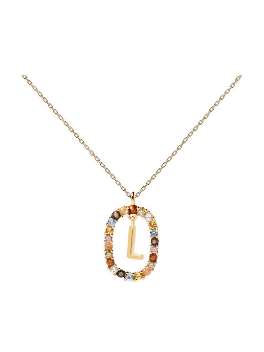 P D Paola Letter Collection "L" Monogram "L" from Gold Plated Silver with Pearls & Zircon
