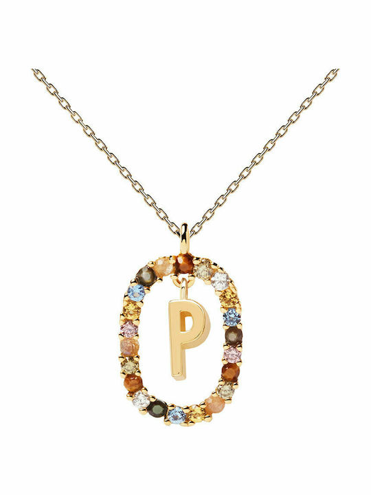 P D Paola Letter Collection "P" Κολιέ Μονόγραμμα "P" από Επιχρυσωμένο Ασήμι