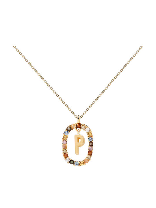 P D Paola Letter Collection "P" Κολιέ Μονόγραμμα "P" από Επιχρυσωμένο Ασήμι