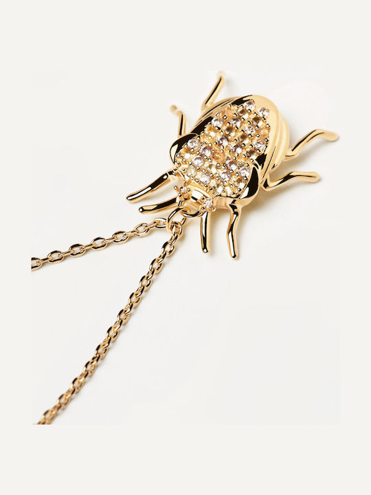 P D Paola Luck Beetle Amulet from Gold Plated Silver with Zircon