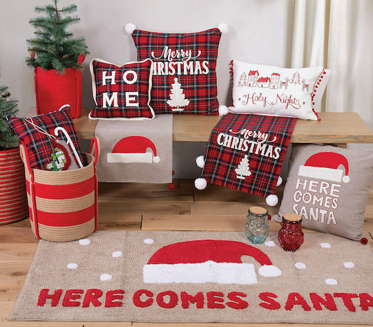 Nef-Nef Homeware Коледна Декоративна Възглавница Christmas Check Квадрат Червено 30x30cm